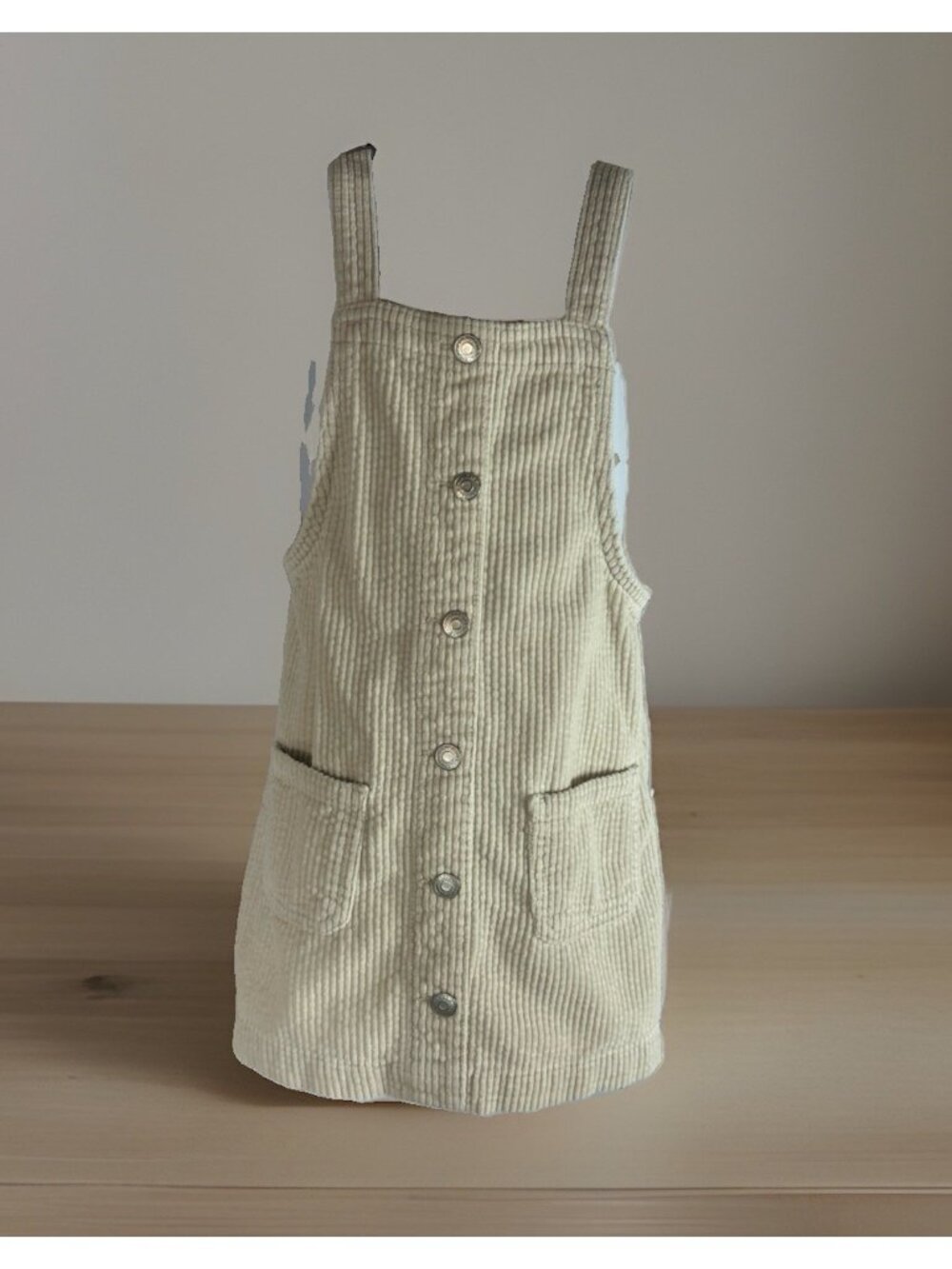 Cat & Jack Girls Size 4t Corduroy Sleeveless Dress Beige Faux Button W/Pockets